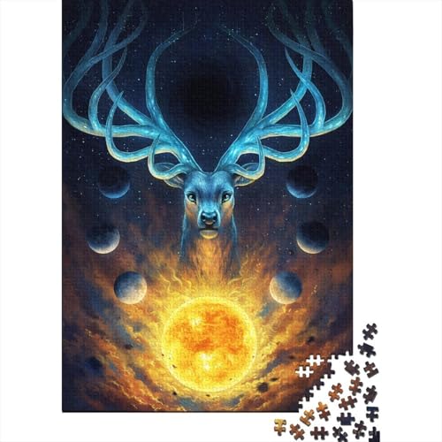 Space Deer Puzzle Lernspiele Familienaktivitäten Premium Karton Puzzle für Frauen Männer Ostergeschenk 38x26cm/1000 Teile von aaaaab