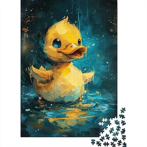 Süße kleine gelbe Ente, 1000-teiliges Puzzle für Erwachsene, Holzbrett-Puzzle, Spielzeug, Lernspiel, 1000 Teile (75 x 50 cm) von aaaaab