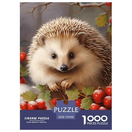 Süßes Igel-Puzzle mit 1000 Teilen für Erwachsene, Holzpuzzle für Erwachsene, für Familienspaß und Spieleabend, 1000 Teile (75 x 50 cm) von aaaaab