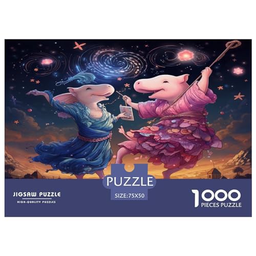 Tanzende Elefanten, Puzzle für Erwachsene und Jugendliche, 1000 Teile, Puzzle für Erwachsene, Puzzle für Erwachsene, 1000 Teile (75 x 50 cm) von aaaaab