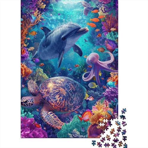 Tier-Delfin-Puzzle, 100% recyceltes Kartonpapier, rechteckiges Puzzle für Erwachsene und Kinder, Ostergeschenk, 38 x 26 cm/1000 Teile von aaaaab