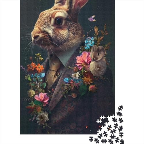 Tier-Kaninchen-Puzzle, rechteckig, Pappe, Papier, rechteckig, Puzzle für Erwachsene und Kinder, Ostergeschenke, 38 x 26 cm, 1000 Teile von aaaaab