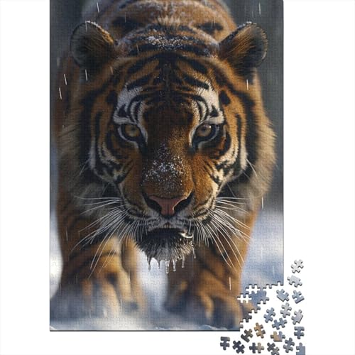 Tiger-Puzzle, 100% recyceltes Kartonpapier, rechteckiges Puzzle für Erwachsene und Kinder, Ostergeschenk, 38 x 26 cm/1000 Teile von aaaaab