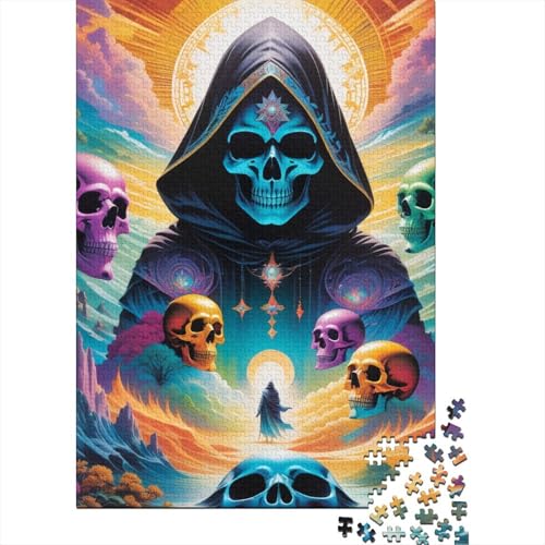 Totenkopf-Puzzle, rechteckig, aus 100 Prozent recycelter Pappe, Puzzle für Erwachsene und Kinder, Ostergeschenke, 38 x 26 cm, 1000 Teile von aaaaab