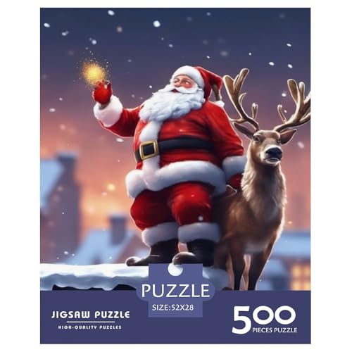 Weihnachtsmann-Puzzle, 500 Teile, Holzpuzzle für Erwachsene und Teenager, Familienspiel, 500 Teile (52 x 38 cm) von aaaaab