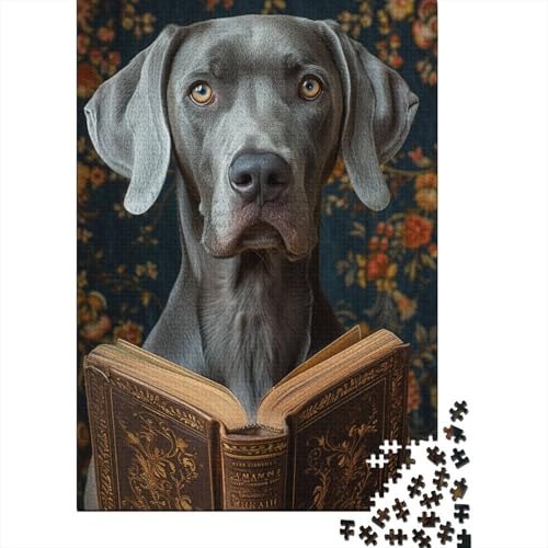 Weimaraner_Book Puzzle Relax Challenge Spielzeug Papier Rechteckiges Puzzle für Jungen oder Mädchen Vatertagsgeschenke 38x26cm/1000 Teile von aaaaab