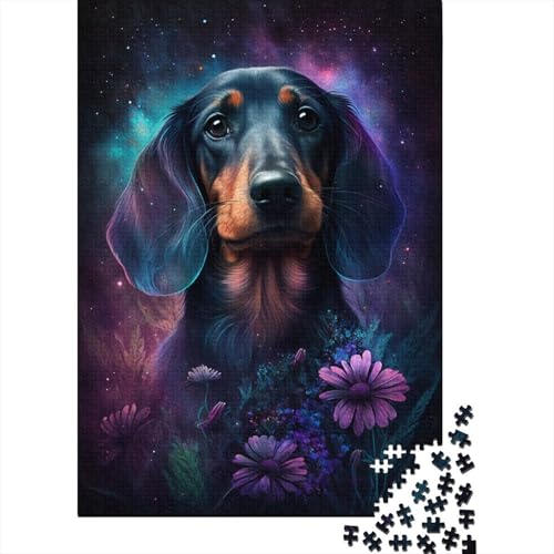 Weltraumtier-Dackel, 1000-teiliges Puzzle für Erwachsene, Holzbrett-Puzzle, Spielzeug, Lernspiel, 1000 Teile (75 x 50 cm) von aaaaab