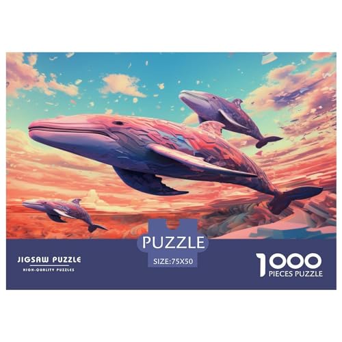 Whales_flying Puzzle 1000 Teile für Erwachsene Puzzle 1000 Teile Familienspiel für Erwachsene und Jugendliche 1000 Teile (75x50cm) von aaaaab