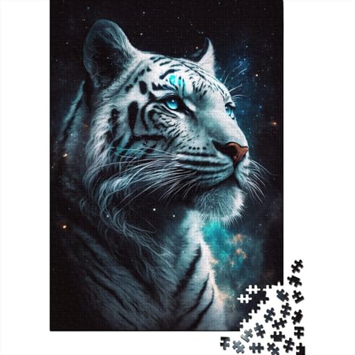 White Tiger Galaxy 1000-teiliges Puzzle für Erwachsene, Holzbrett-Puzzle, Spielzeug, Lernspiel, 1000 Teile (75 x 50 cm) von aaaaab