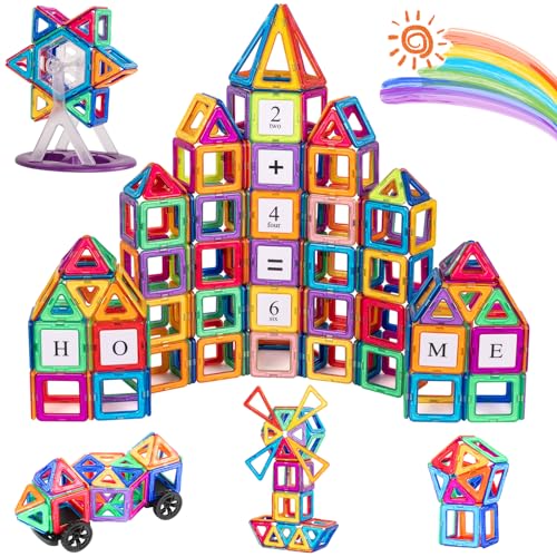 aaczly Magnetische Bausteine 122 Teile Magnet Spielzeug Kinder Montessori Spielzeug Magnetbausteine für Jungen und Mädchen ab 3 4 5 6 7 Jahren von aaczly