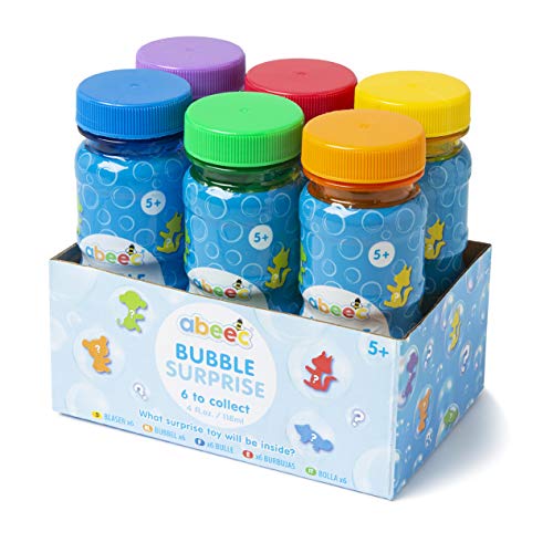 abeec 6 Bubble Surprise - 6 Stück Party Bubbles mit Zauberstäben und Spielzeugüberraschung enthalten - 6 x 118ml Seifenblasenmischflaschen - Partytütenfüller oder Seifenblasenflüssigkeit für von abeec