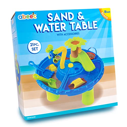 abeec Sand- und Wassertisch – Wasser- und Sandspieltisch – Kinder Outdoor-Spielgeräte – Kinder Outdoor-Spielzeug – Wasserrad, Sandformen, Kunststoffboote und mehr von abeec