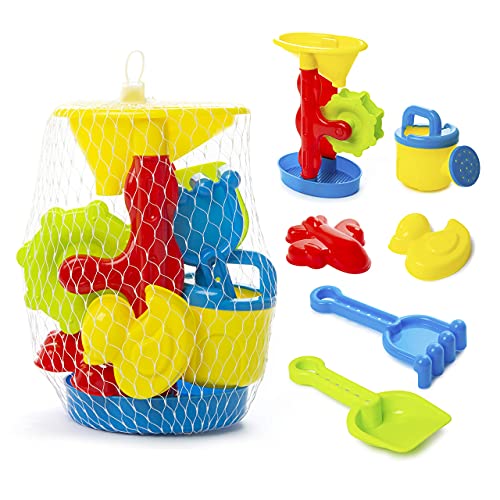 abeec Wassermühle Strandspielzeug Set - Outdoor Wasser und Sand Spielzeug für Kinder ab 18 Monaten - Set beinhaltet: Wassermühle, Sandformen, Spaten und mehr - Strandspielzeug für Wasserspiel von abeec