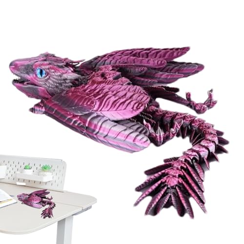 3D-gedruckter Drache, flexibel | Multi-Gelenk-Bewegung, fliegender Drache mit Feder-Details, bewegliche bewegliche Sammelfigur, sensorisches Drachenspielzeug zum Stressabbau, Fidget und Kreativ von acime