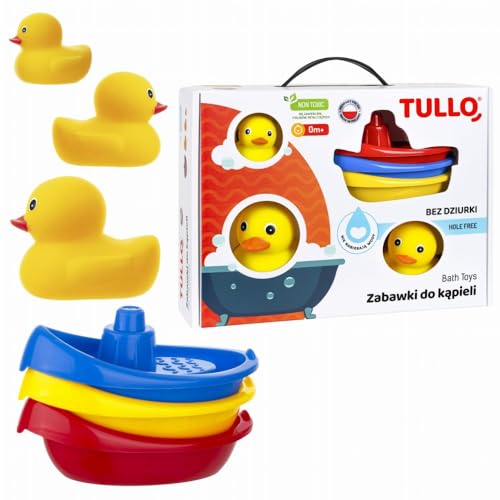 Badespielzeug Tullo – Badeente - Badespielzeug-Set Baby – Badewannenspielzeug – Spielboot - Badespielzeug Baby ab 1 Jahr - Badespielzeug-Set 3 Enten und 3 Boote - Badespielzeug Baby von Zewool