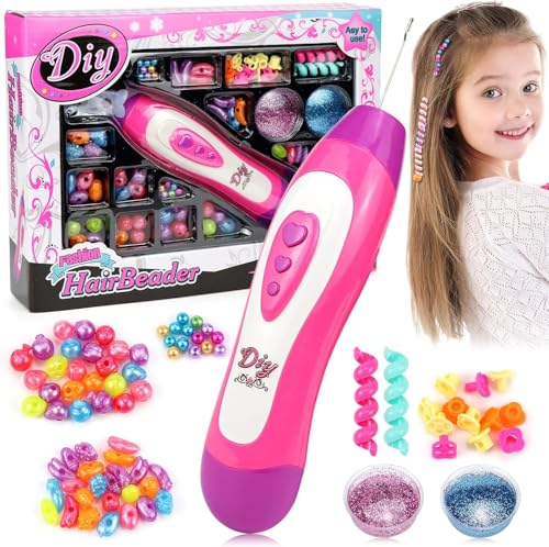 agctrler Haarschmuck Mädchen Spielzeug, Haarflechtmaschine Mädchen Set, Haarflechtmaschine DIY Flechthilfe Haare mit Haarperlen Glitter, Hair Braiding Machine für Geschenk Mädchen ab 5-12 Jahre von agctrler