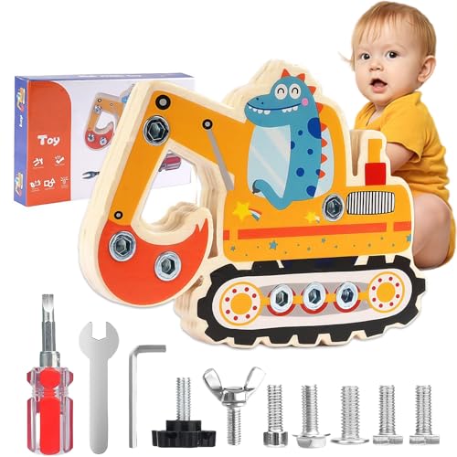 agogue Montessori Schraubbrett, Holz Kinder Bagger Spielzeug Montessori Spielzeug Ab 3 Jahre, Robustes Holz Planierraupen Motorikspielzeug für Kinder Kindergarten agogue Montessori Schraubbrett, Holz Kinder Bagger Spielzeug Montessori Spielzeug Ab 3 Jahre, Robustes Holz Planierraupen Motorikspielzeug für Kinder Kindergarten von agogue