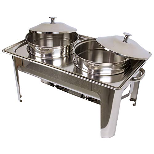 Edelstahl Speisenwärmer Runder Sossen Warmhaltebehälter Chafing Dish 2x 4,5 Liter von airbrush-city