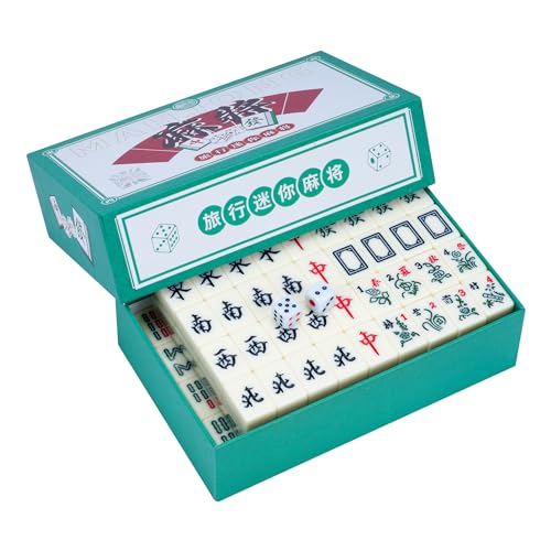 aleawol Mahjong Set mit 144 Majong Spielsteine, Chinesische Traditionelle Mahjong Spiele für Freizeit Reisen Party Familie Spiele Tabletop Spiel Brettspiel von aleawol