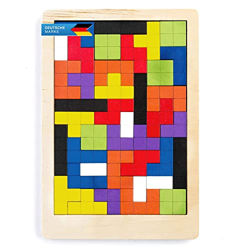 all Kids United® 3D Holz-Puzzle Jigsaw Kinder-Spielzeug Pädagogisches Denkspiel Tetris Holzpuzzle mit Bausteinen von all Kids United