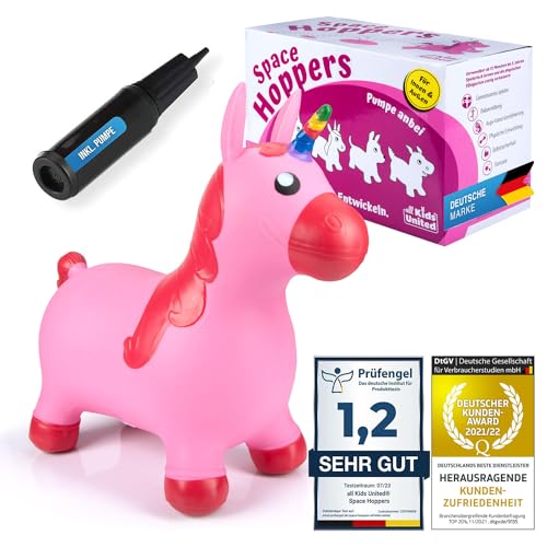 all Kids United® Hüpftier Sprungpferd - Hüpfpferd Sprungtier + Pumpe (Einhorn) von all Kids United