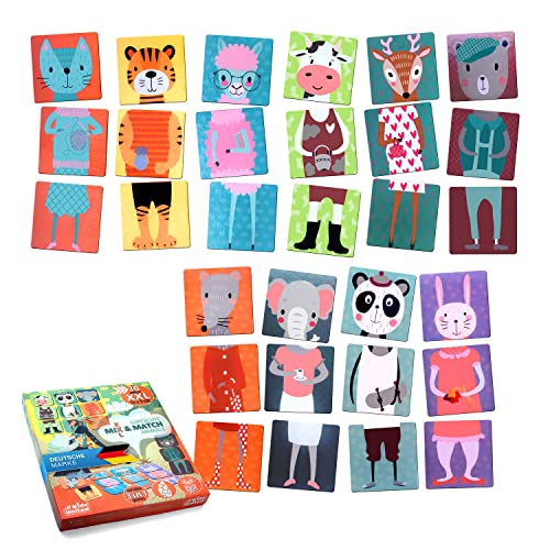 all Kids United® Mix & Match Tiere Kinder-Puzzlespiel; Kreatives Puzzle-Set Legekarten-Spiel zum Lernen & Spielen; Tierpuzzle mit XXL Legekarten von all Kids United