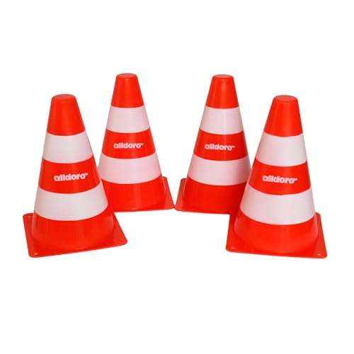 alldoro 60090 Pylonen 4er-Set für Kinder, Verkehrshütchen orange-weiß, 18 cm hoch, stapelbare Leitkegel für Slalom, Sport & Freizeit alldoro 60090 Pylonen 4er-Set für Kinder, Verkehrshütchen orange-weiß, 18 cm hoch, stapelbare Leitkegel für Slalom, Sport & Freizeit von alldoro