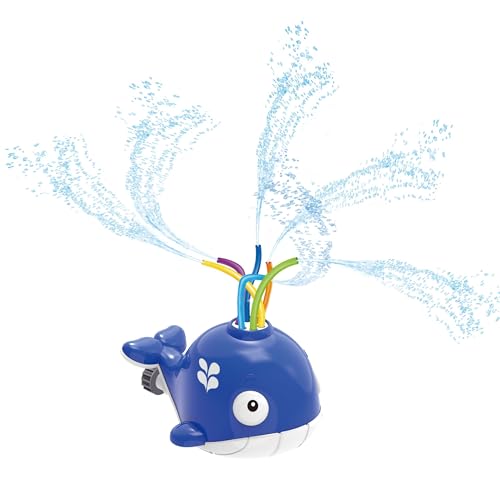 alldoro 60214 Wassersprinkler Wal - für Kinder ab 3 Jahren - mit wasserspritzenden Schläuchen - bunt - 14 x 12 x 20 cm, Blau von alldoro