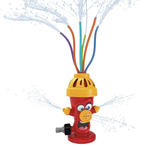 alldoro 60215 Wassersprinkler Hydrant - für Kinder ab 3 Jahren - mit wasserspritzenden Schläuchen - bunt – 13,5 x 9,5 x 22,5 cm, Rot von alldoro