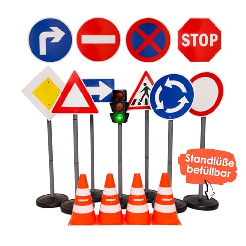 alldoro 60230 XXL-Verkehrsset mit Ampel, 10 Verkehrsschildern (75 cm) & 4 Pylonen, Verkehrserziehung für Kinder, Indoor & Outdoor alldoro 60230 XXL-Verkehrsset mit Ampel, 10 Verkehrsschildern (75 cm) & 4 Pylonen, Verkehrserziehung für Kinder, Indoor & Outdoor von alldoro
