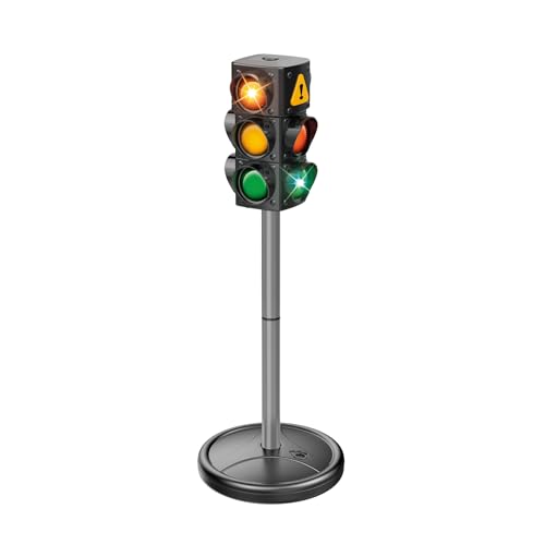 alldoro 60232 Verkehrsampel mit Licht und Sound für Kinder, batteriebetrieben, mit 2 Leuchtmodi, befüllbarer Standfuß, 70 cm hoch von alldoro