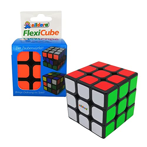 alldoro 60338 Flexi Cube Zauberwürfel, 3D Magic Puzzle, Speedcube als Logik-, Fingerspielzeug, für Kinder und Erwachsene, 3x3 5, 5 cm eckig, bunt von alldoro