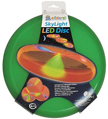 alldoro 63017 Sky Light Disc, Wurfscheibe Ø ca. 27 cm, Frisbeescheibe mit 3 LEDs, für Strand, Garten und Outdoor, Wurfspiel für Kinder ab 4 Jahren & Erwachsene, grün alldoro 63017 Sky Light Disc, Wurfscheibe Ø ca. 27 cm, Frisbeescheibe mit 3 LEDs, für Strand, Garten und Outdoor, Wurfspiel für Kinder ab 4 Jahren & Erwachsene, grün von alldoro