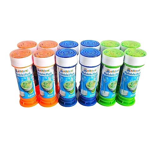 alldoro 63072 Bubble Fun Seifenblasen 12er Set, je Dose 55ml Seifenlauge mit Pustestab und Labyrinth Spiel im Deckel, 12 Stück Vorteilspack für Hochzeit & JGA, für Kinder ab 36 Monaten & Erwachsene von alldoro