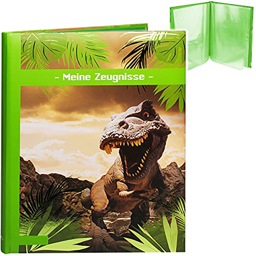 3D Glanz - Zeugnismappe / Dokumentenmappe _ Motivwahl _ Dinosaurier - Tyrannosaurus Rex _ Meine Zeugnisse _ gebunden - Buch mit festen Seiten - A4 - A 4 - Zeu.. von alles-meine.de GmbH - hergestellt in Deutschland