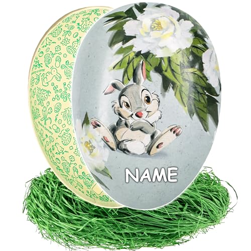 alles-meine.de GmbH 10 Stück - Ostereier + Ostergras - Eier zum Befüllen - Anzahl frei wählbar - 15 cm - Bambi - Hase Klopfer - inkl. Name - Füll - Pappei - Deko Pappe Papp Pappe.. von alles-meine.de GmbH