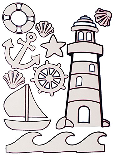 10 TLG. Set XL Fensterbilder - glänzender Leuchtturm & Maritime Motive - Sticker Fenstersticker Aufkleber - selbstklebend + wiederverwendbar - Fensterbi.. von alles-meine.de GmbH