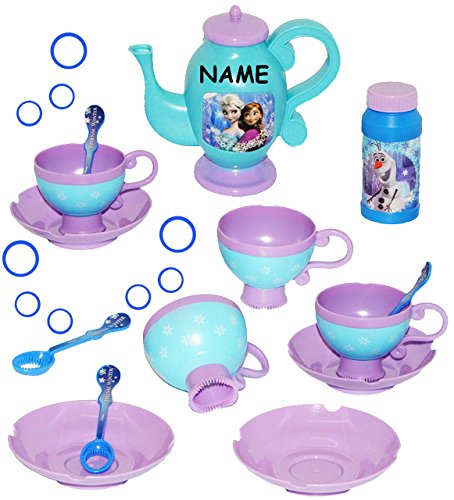 alles-meine.de GmbH 14 TLG. Set: Seifenblasen Spielzeug - Frozen/die Eiskönigin - inkl. Name - Badewanne - Teeservice + Seifenblasenstäbe + Nachfüllflasche - für Kinder Mäd.. von alles-meine.de GmbH