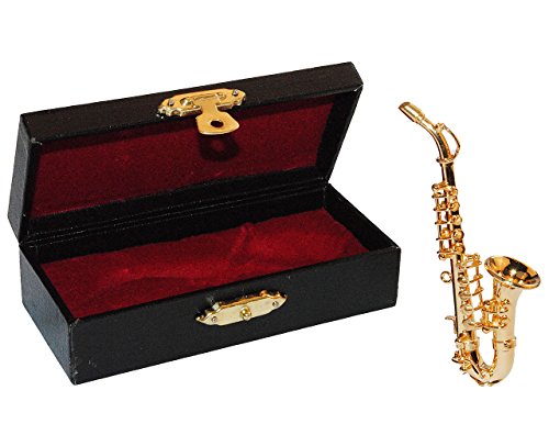 alles-meine.de GmbH 2 TLG. Set Saxophon mit Kasten - Metall Miniatur - Maßstab 1:12 - Puppenstube Musikinstrument Instrument - Instrumente von alles-meine.de GmbH