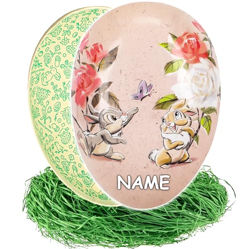 alles-meine.de GmbH 3 Stück - Ostereier - Eier zum Befüllen + Ostergras - Anzahl frei wählbar - Bambi - Hase Klopfer - 15 cm - inkl. Name - Füll - Pappei - Deko Pappe Papp Pappei.. von alles-meine.de GmbH