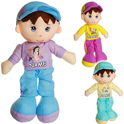 3 Stück große Schmusepuppen - AUSZIEHBAR - Jungen mit Shirt + Hose - inkl. Name - 35 cm - Stoffpuppe aus Plüsch Puppe - für Kinder - Baby/Kleinkinder .. von alles-meine.de GmbH