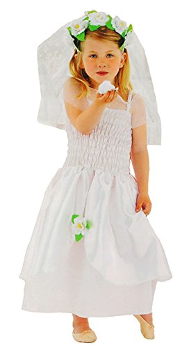 3 TLG. Kostüm - Prinzessin/Braut - 3 bis 6 Jahre - Gr. 104-116 - Karneval - Fasching + Halloween/weißes Kleid + Schleier + Krone (Tiara) - Kinderk.. von alles-meine.de GmbH