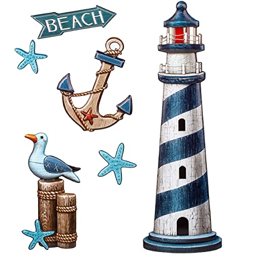 3D Wandsticker freie Motivwahl für Kinder & Erwachsene - 6 TLG. Set - Maritim - Leuchtturm - Anker - Relief Kunststoff - selbstklebend + wiederverwendbar .. von alles-meine.de GmbH