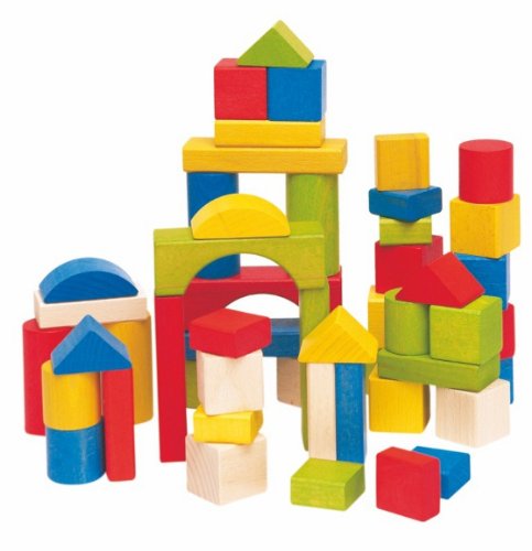 50 Stück große - Bunte Holzbausteine/Bausteine aus Holz - Steine Holzbausteine Bricks Natur Baustein Naturbaustein - Kinderland - Holzbaustein - für Kinder .. von alles-meine.de GmbH