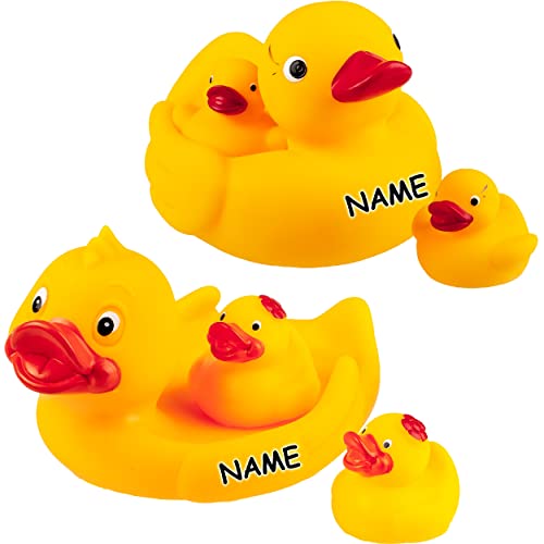 alles-meine.de GmbH 6 TLG. Set - Quietschtier Gummienten/Badenten - inkl. Name - 15 cm - große Enten mit kleinen Babys - Baby & Badewannenspielzeug - Badetiere Ente - schwimm.. von alles-meine.de GmbH