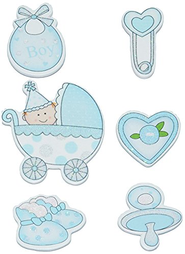 6 TLG. Set Sticker/Aufkleber aus Holz - Baby mit Glitzer für Jungen - auch als Streumotiv - zur Geburt Kinderwagen Schnuller Babymotiv Taufe Babyschuhe Baby.. von alles-meine.de GmbH