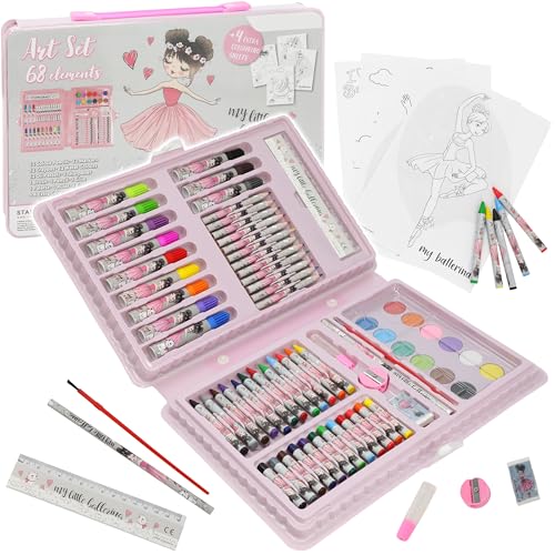 80 TLG. Set XL Stifte-Koffer - Ballerina - Prinzessin - Malkoffer mit Stiften + Filzstifte + Sticker + Stempel + Buntstifte + Wasserfarben + Öl Pastellkreid.. von alles-meine.de GmbH