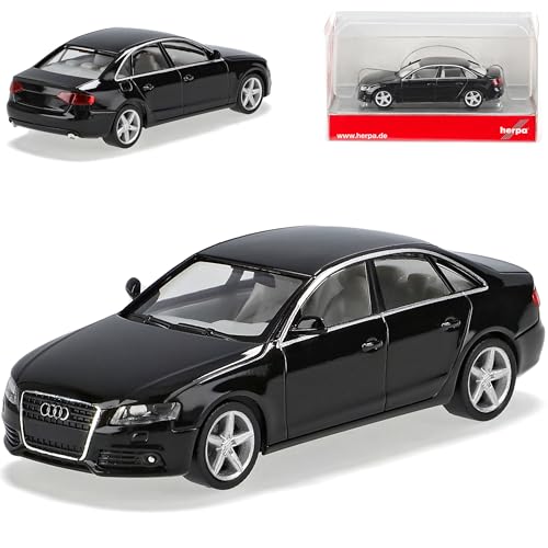 A*U*D*I A4 B8 Limousine Schwarz Ab 2007 H0 1/87 Herpa Modell Auto mit individiuellem Wunschkennzeichen von alles-meine.de GmbH