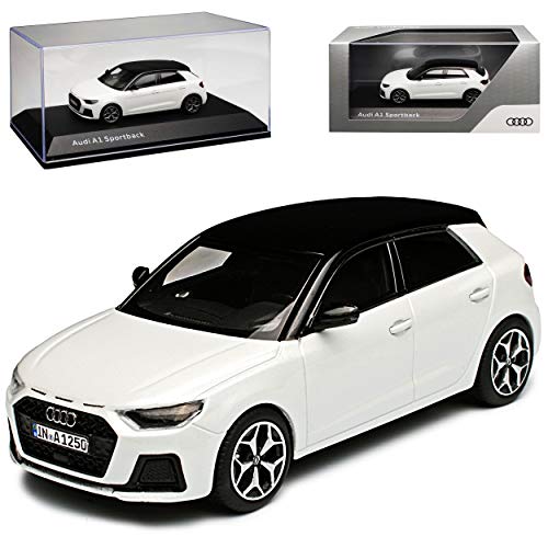 A*u*d*i A1 GB Sportback Gletscher Weiss mit Schwarz 2. Generation Ab 2018 1/43 Kyosho i-Scale Modell Auto mit individiuellem Wunschkennzeichen von alles-meine.de GmbH