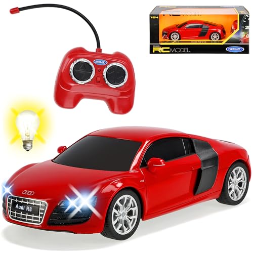 alles-meine.de GmbH A-U-D-I R8 V10 Coupe Rot RC Funkauto 1/24 Welly Modell Auto mit individiuellem Wunschkennzeichen von alles-meine.de GmbH